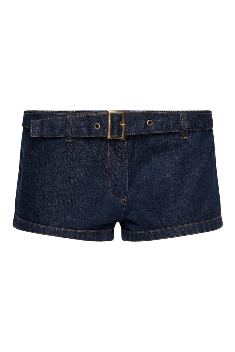 Afterglow Belted Low Rise Denim Shorts, Alternate, color, DARK DENIM