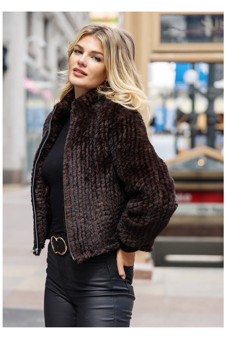 11th Avenue Faux Fur Bomber Jacket, Alternate, color, WHISKEY