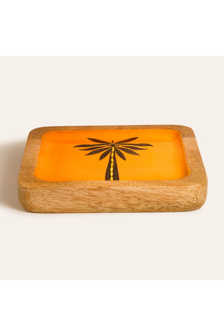 Mango Tree Tray and Coaster 3 Pcs Set, Alternate, color, Black-Yellow-Beige