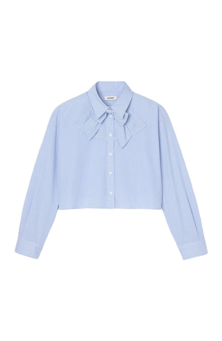 SANDRO Bow collar shirt, Alternate, color, Ciel / Blanc