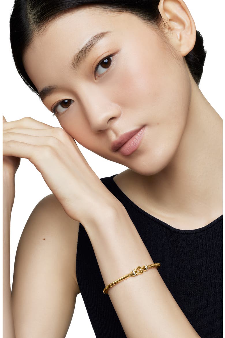 Buckle Cablespira® 18K Yellow Gold & Diamond Bracelet, 3.5mm, Alternate, color, GOLD/ DIAMOND