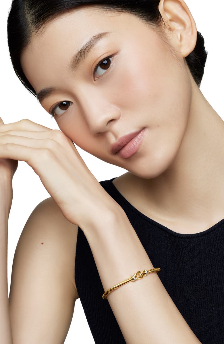 David Yurman Buckle Cablespira<sup>®</sup> 18K Yellow Gold & Diamond Bracelet, 3.5mm, Alternate, color, Gold/ Diamond