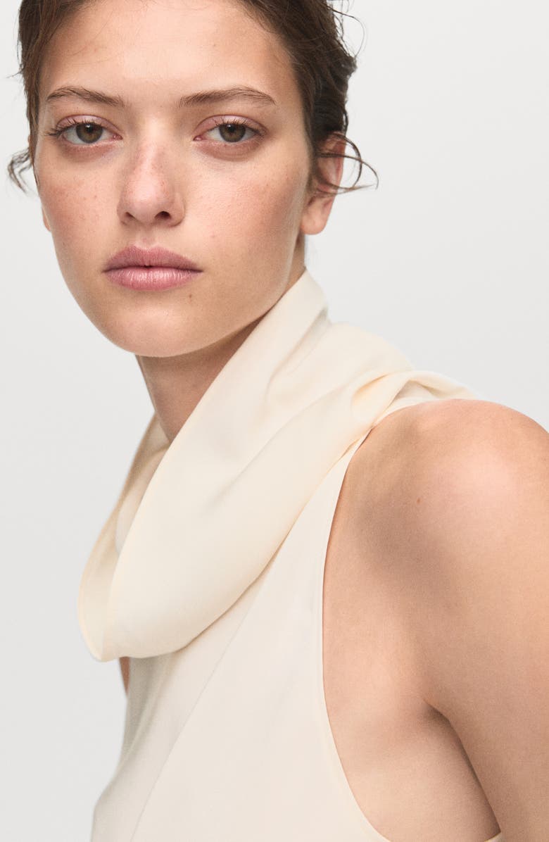MANGO Drape Neck Sleeveless Top, Alternate, color, Ecru