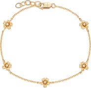 MADE BY MARY Cubic Zirconia Birthstone Flower Station Bracelet