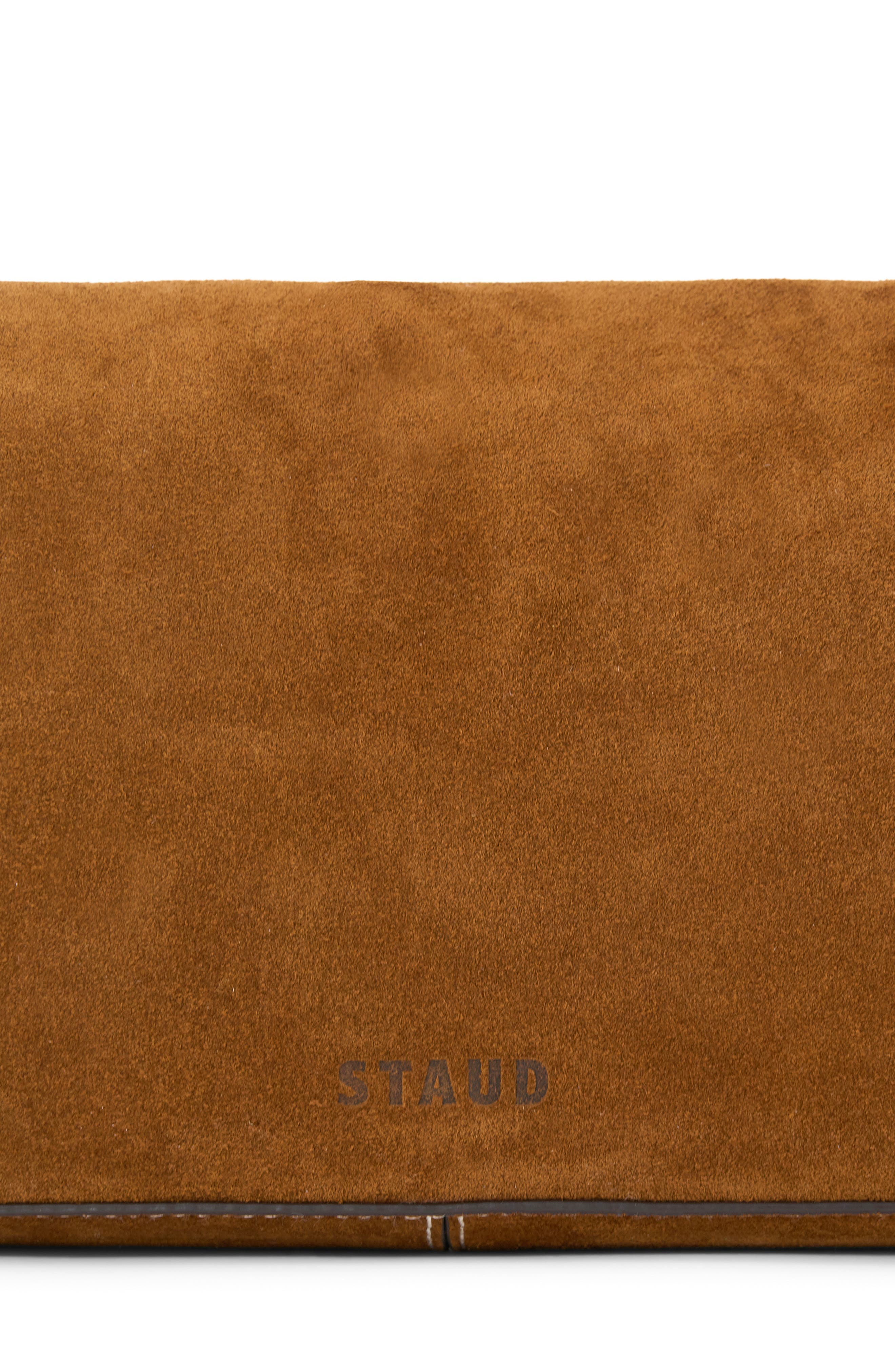 STAUD Harlow Suede Shoulder Bag, Alternate, color, Tan