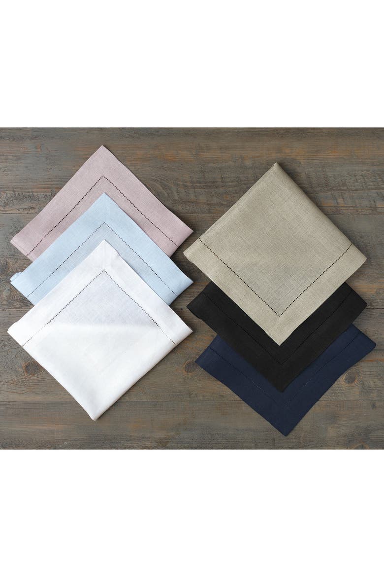 Linen Dinner Napkins Set of 4, 20 x 20" - Classic Hemstitch, Alternate, color, Natural