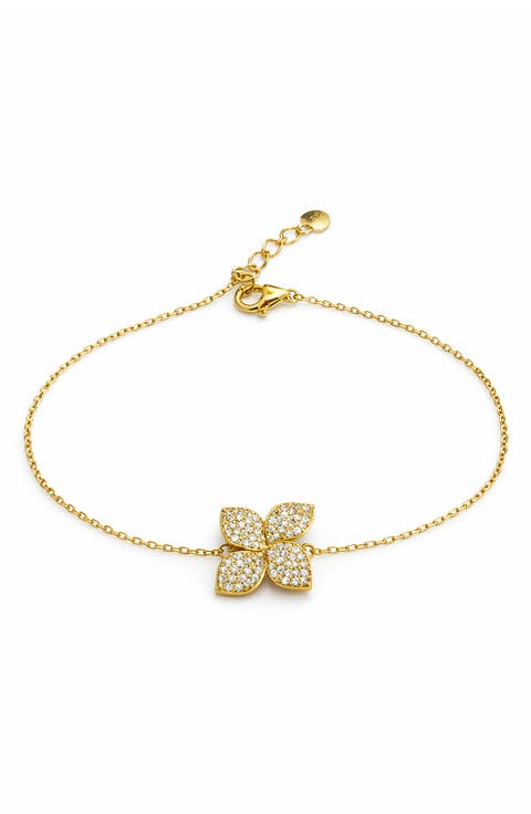 Moissanite Floral Pendant Bracelet