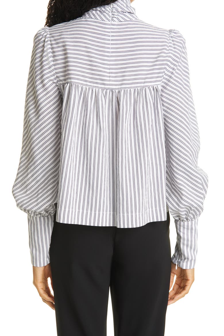 Stripe Turtleneck Blouse, Alternate, color, WHITE/ BLACK SHIRTING STRIPE