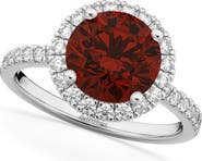 ALLUREZ Halo Garnet & Diamond Engagement Ring 14K