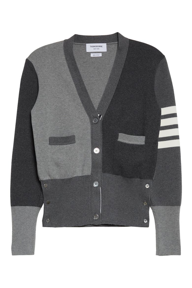 Colorblock 4-Bar Cotton Cardigan, Alternate, color, TONAL GREY