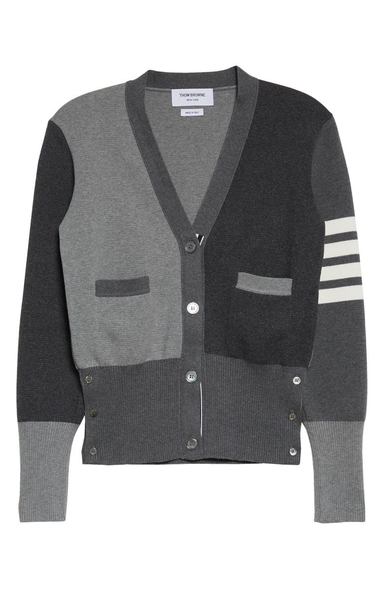 Thom Browne Colorblock 4-Bar Cotton Cardigan, Alternate, color, 