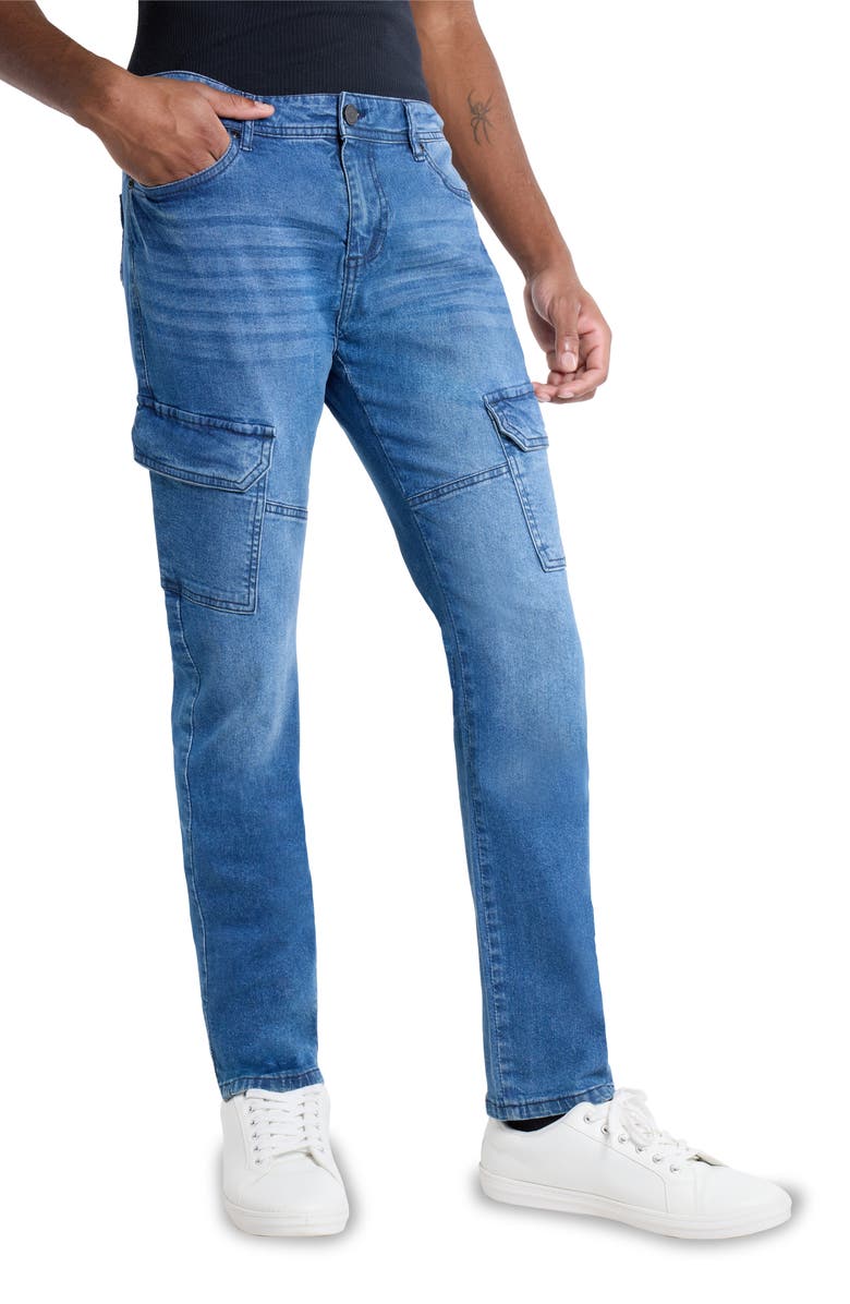 XRAY Slim Fit Cargo Jeans, Alternate, color, Medium Blue