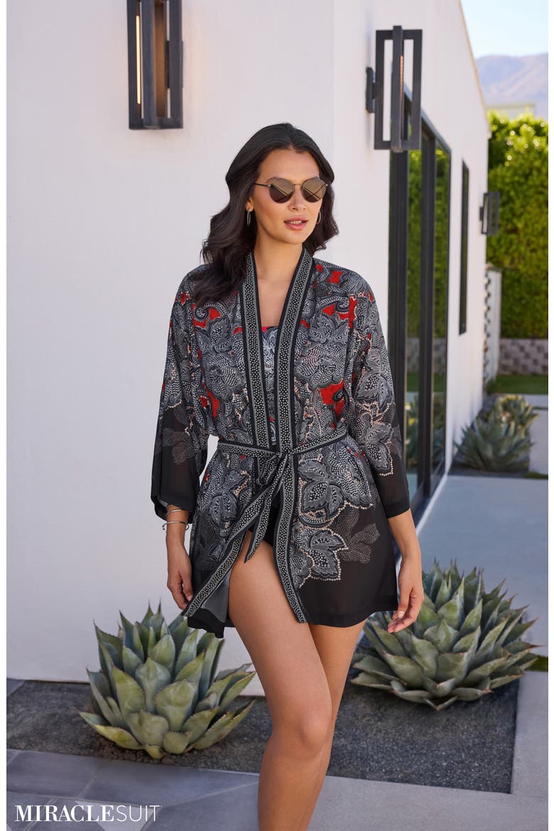 Steel Magnolias Robe Cover-Up, Alternate, color, BLK/ MULTI