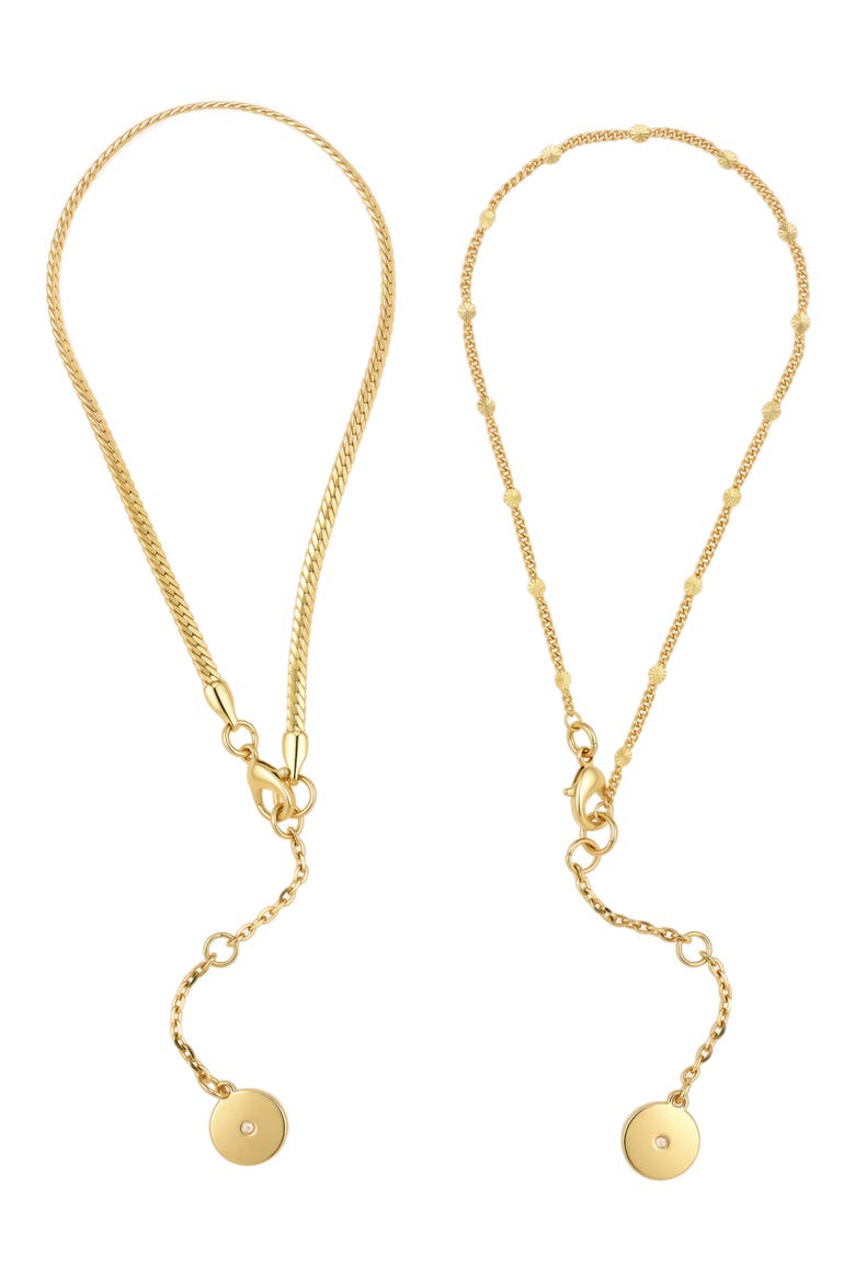 Set of 2 Anklets, Alternate, color, GOLD TONE