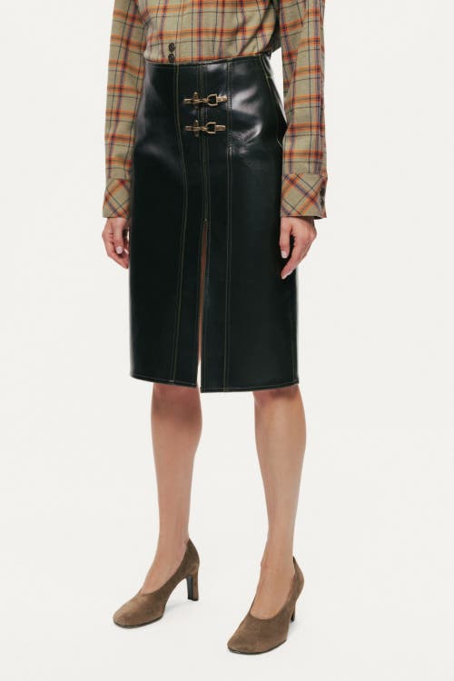 Nocturne Buckle Detail Front-slit Skirt In Green