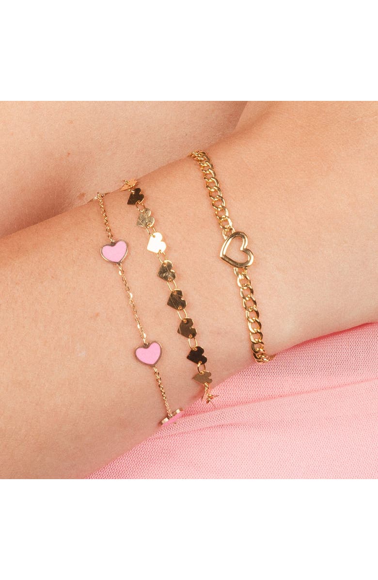 The Lovery Fine Jewelry Bubblegum Pink Heart Station Bracelet, Alternate, color, Bubblegum Pink