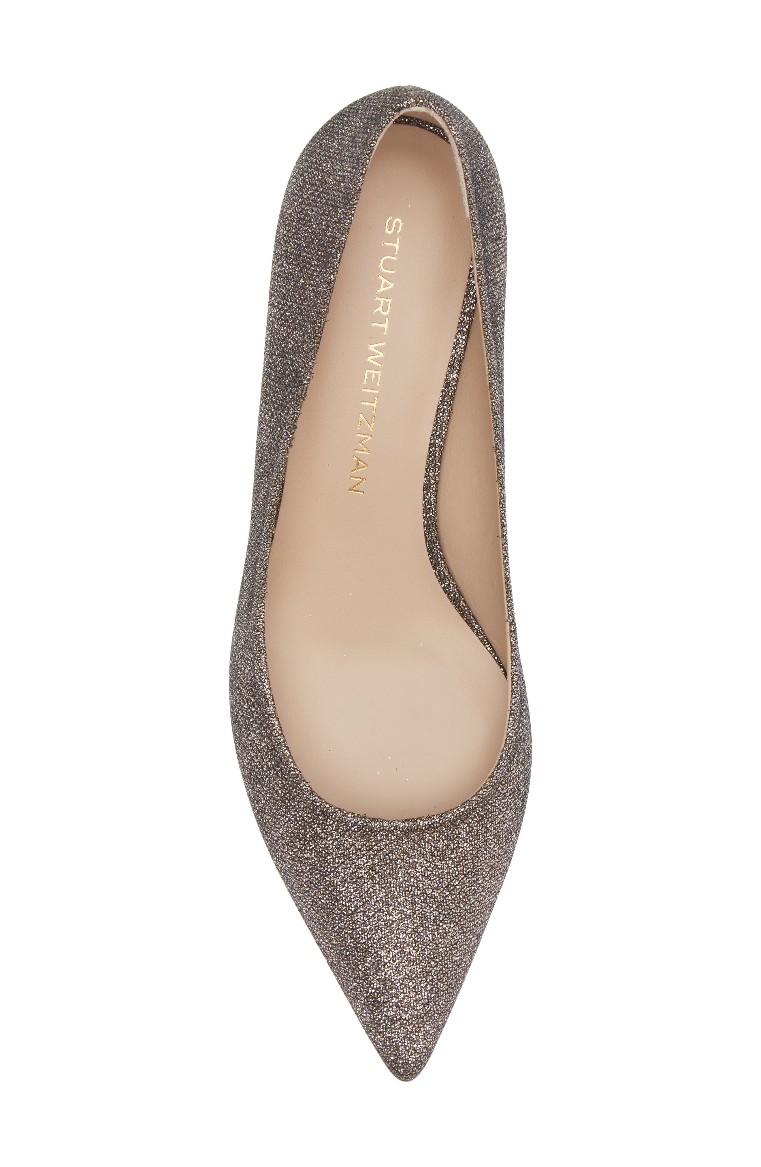Stuart Weitzman Power Pointed Toe Kitten Heel Pump, Alternate, color, New Pyrite New Noir