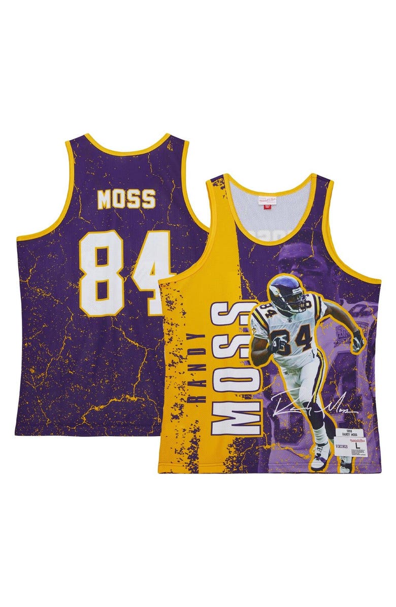 Mitchell & Ness Men's Mitchell & Ness Randy Moss Purple Minnesota Vikings 1998 Player Burst Tank Top, Main, color, Purple