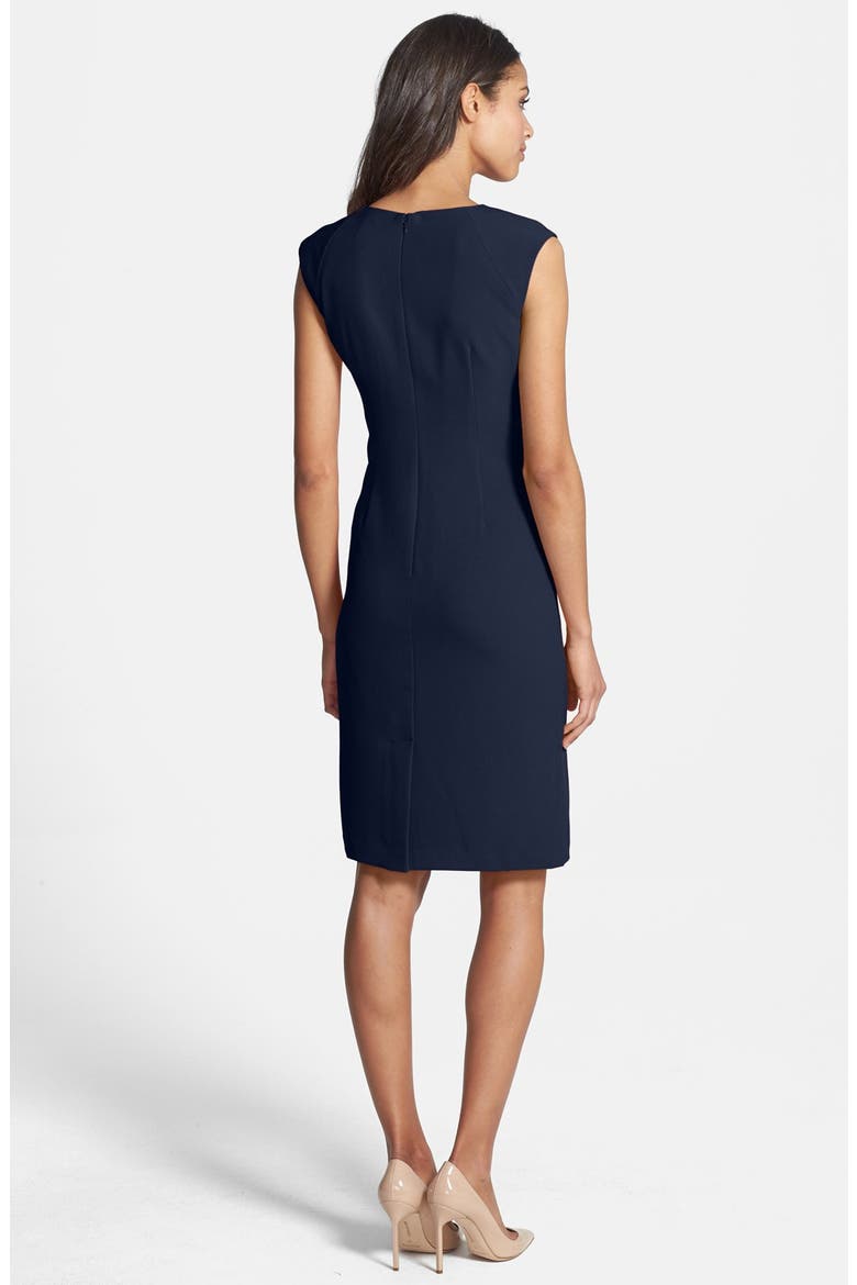 Pleated Crepe Dress, Alternate, color, NAVY