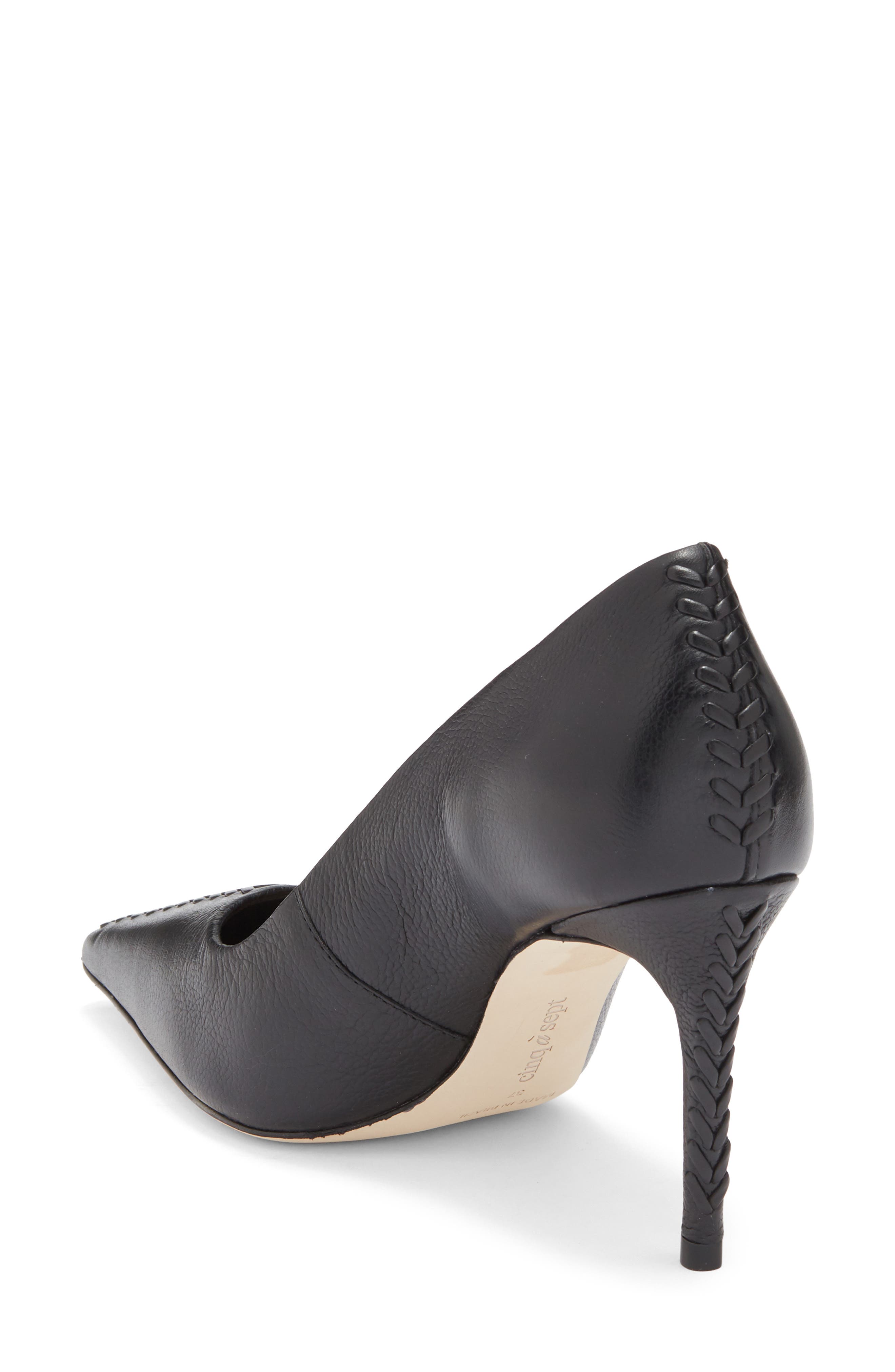 Cinq à Sept Giselle Whipstitch Pointed Toe Pump, Alternate, color, Black