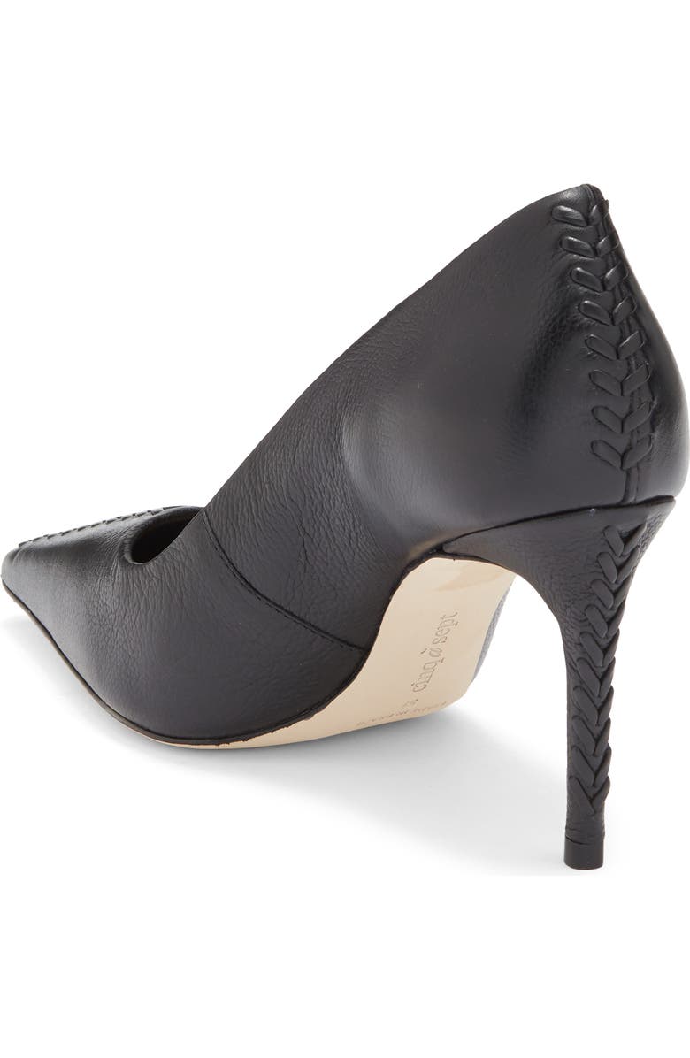 Cinq à Sept Giselle Whipstitch Pointed Toe Pump, Alternate, color, Black