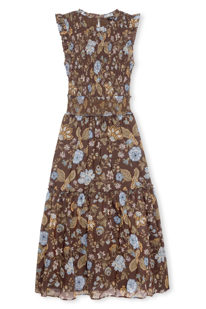 Vivier Floral Smocked Sleeveless Dress, Alternate, color, WILLOW