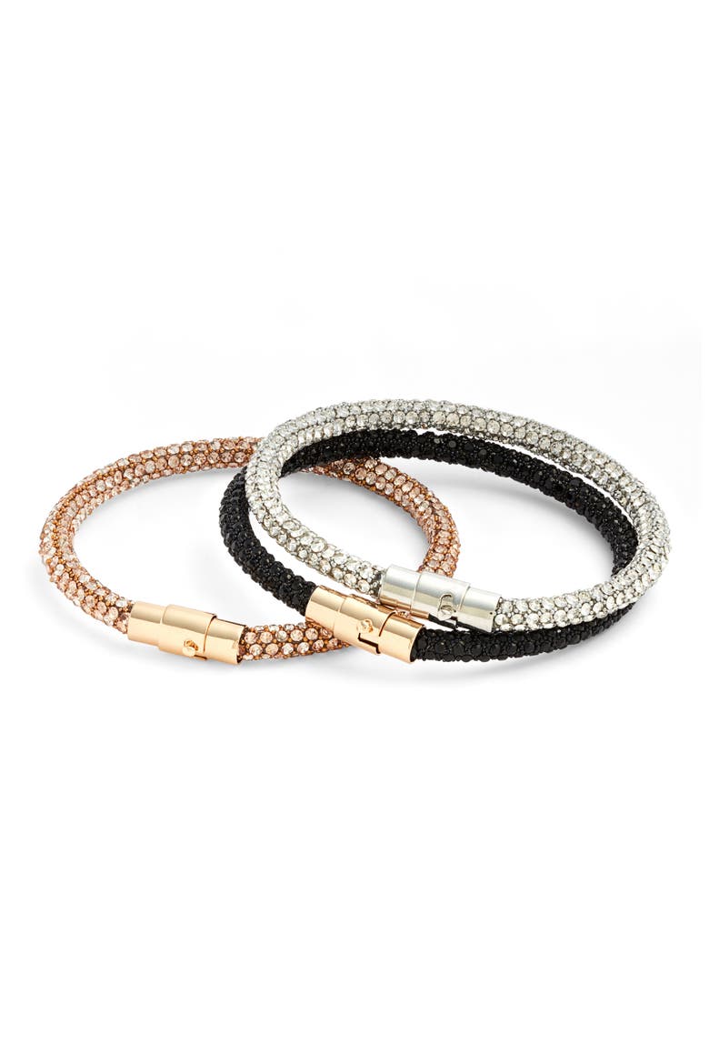 Set of 3 Crystal Rope Bracelets, Main, color, BLACK- GOLD- RHODIUM