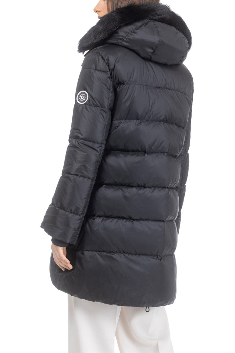 Apres-Ski Horizontal Parka Coat with Detachable Toscana Lamb Hood Trim, Alternate, color, Black/Black