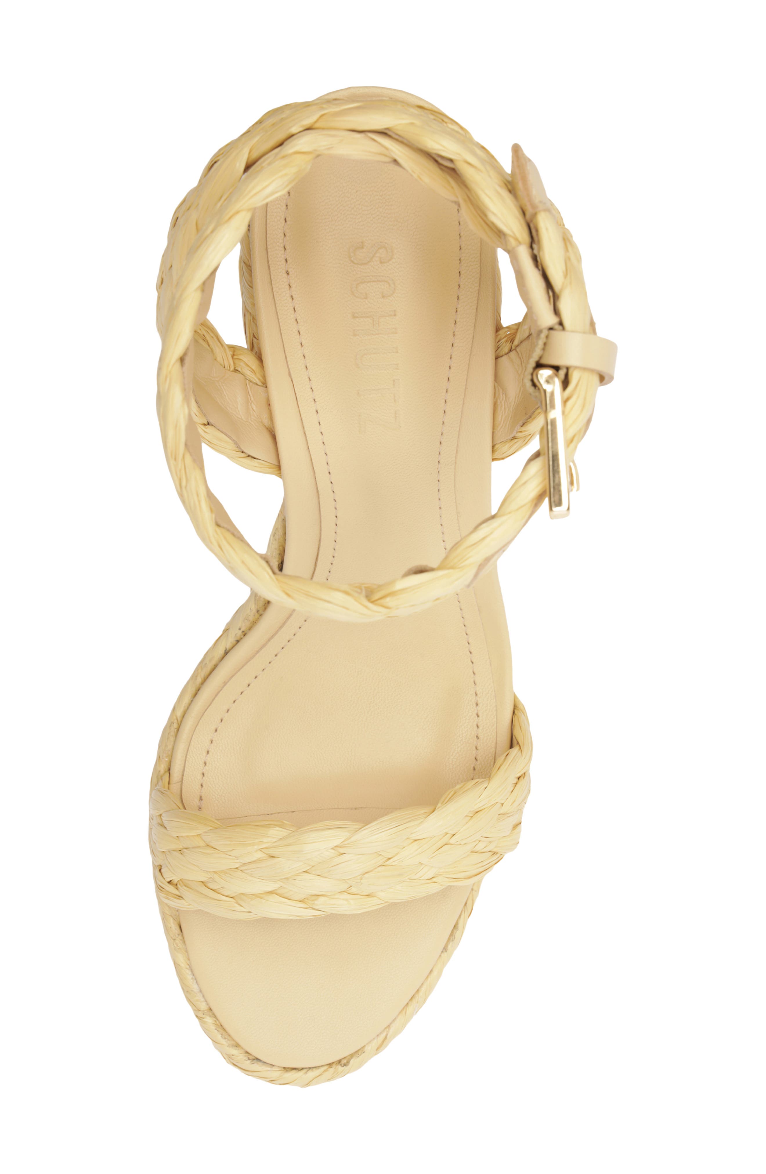 Schutz Ayana Ankle Strap Platform Sandal, Alternate, color, Palha/ Natural Nibs