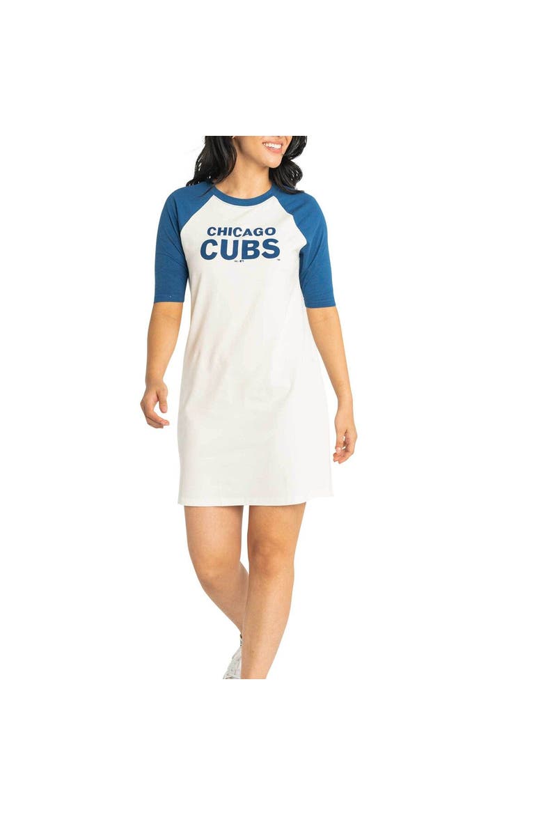 Women's Lusso  White Chicago Cubs Nettie Raglan Half-Sleeve Tri-Blend T-Shirt Dress, Alternate, color, White