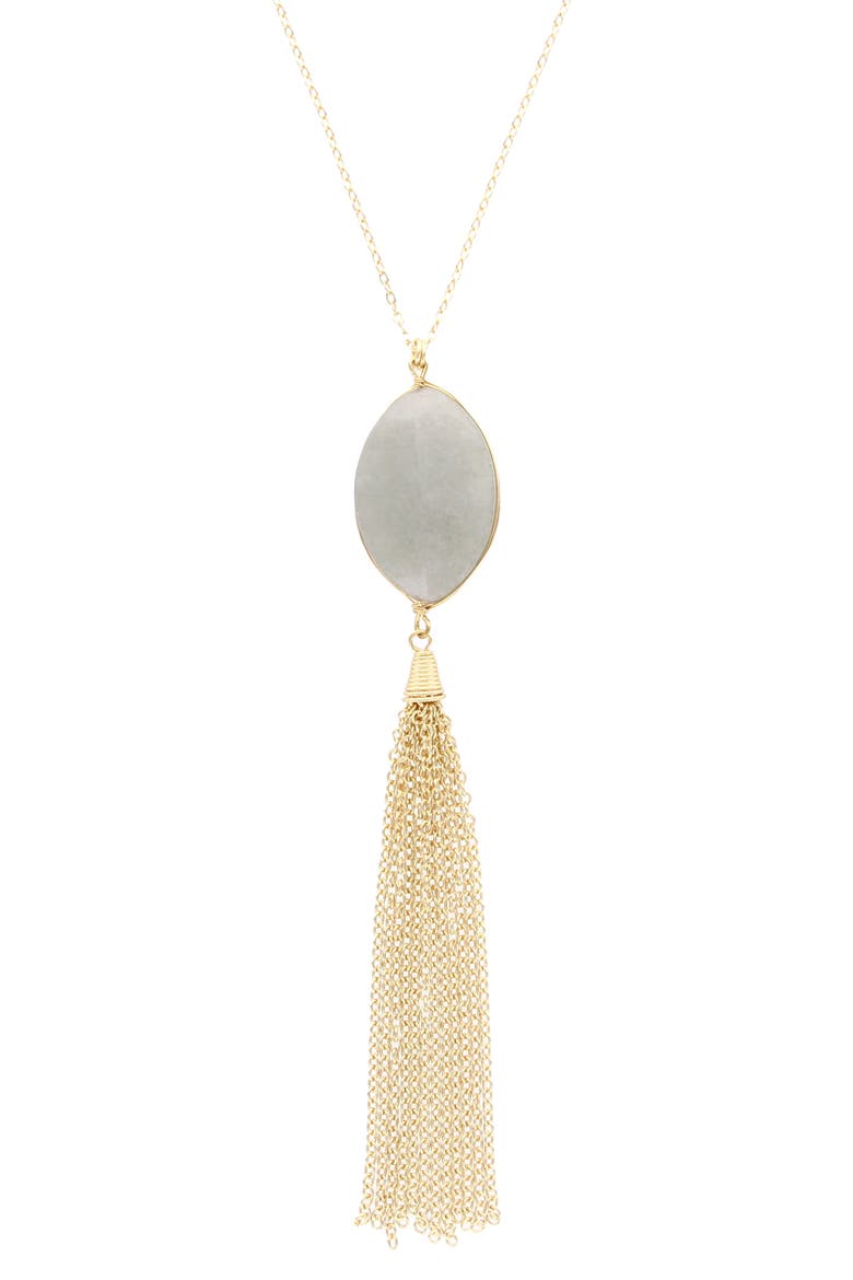 Maya Tassel Pendant Necklace, Main, color, GOLD / GREY
