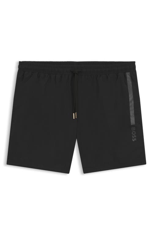 Hugo Boss Boss Ole Straight Leg Nylon Swim Trunks In Black