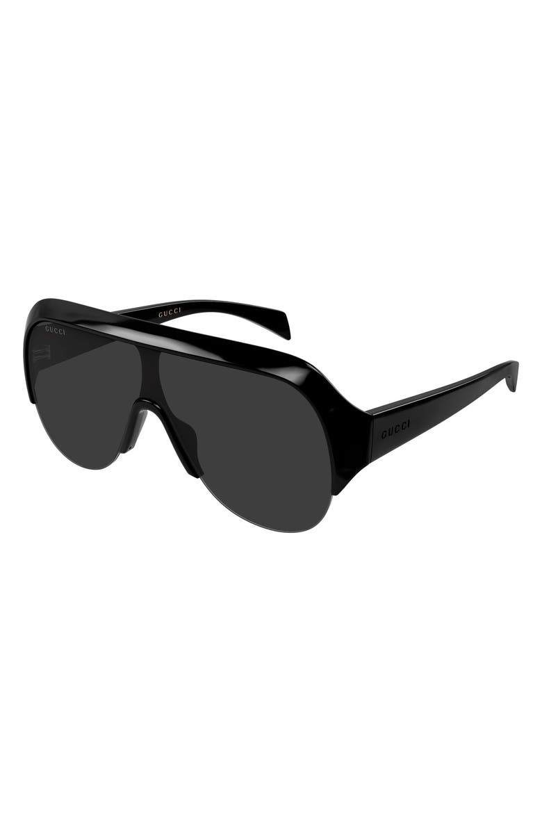 Gucci 99mm Oversize Shield Sunglasses, Alternate, color, Black