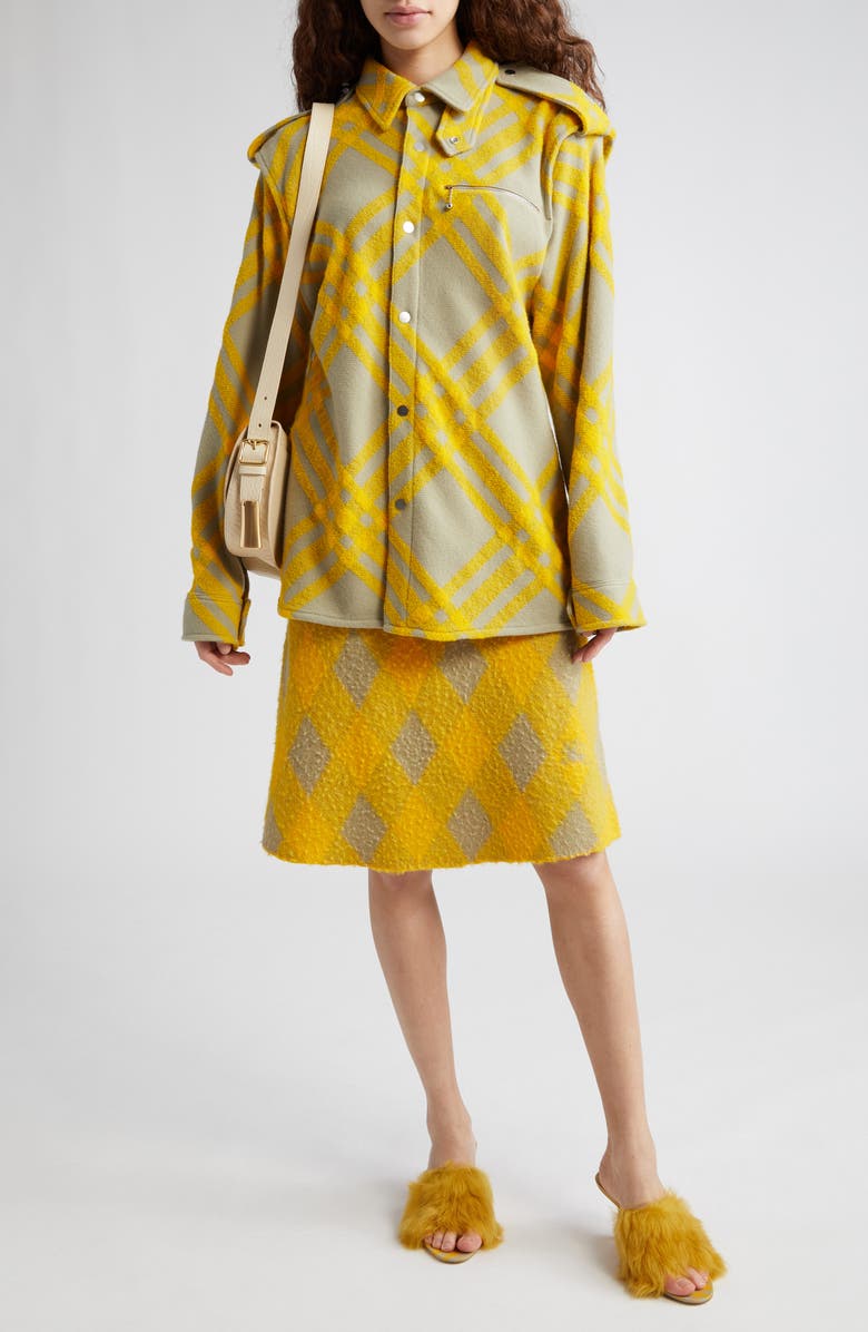 Burberry Three-Bar Check Military Wool Blend Shirt Jacket, Alternate, color, 