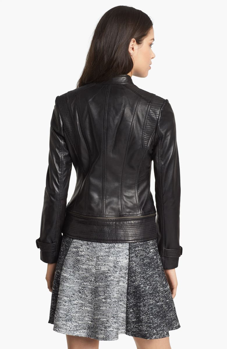 Bernardo Trapunto Trim Leather Scuba Jacket, Alternate, color,