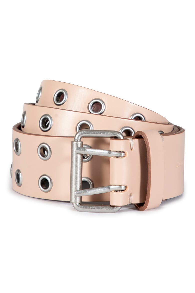 Leather Grommet Belt, Main, color, BLUSH PINK
