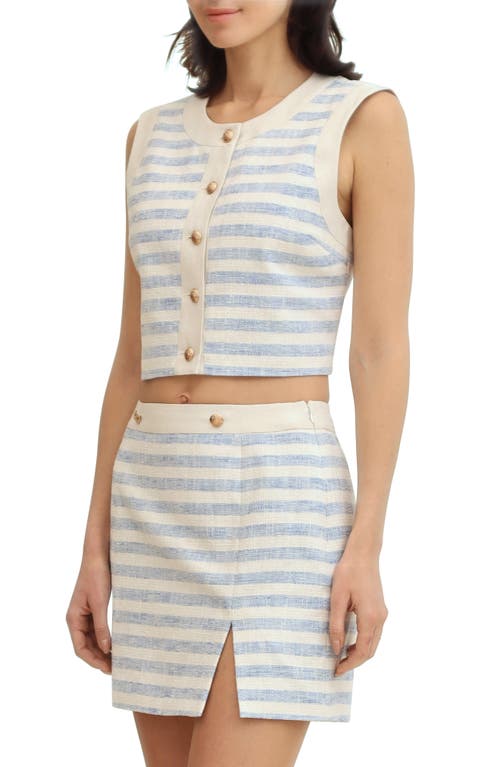 Shop Avec Les Filles Stripe Crop Vest In Blue White Stripe