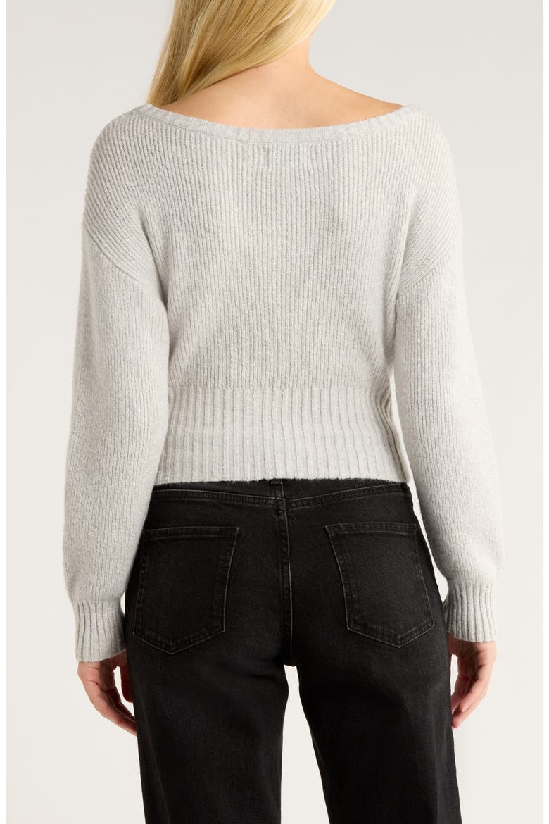 Cosette Off the Shoulder Rib Sweater, Alternate, color, HEATHER GREY