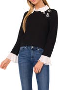 CeCe Embellished Layered Look Sweater