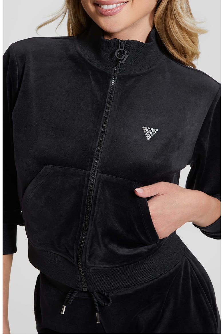 Couture Velour Zip-Up Sweatshirt, Main, color, BLACK-BLACK