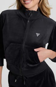 GUESS Couture Velour Zip-Up Sweatshirt