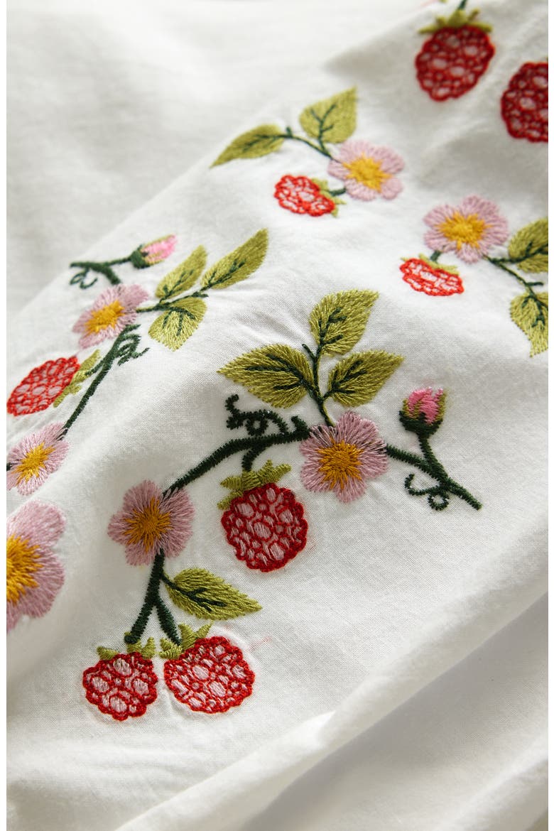 Kids' Embroidered Puff Sleeve Cototn Top, Alternate, color, IVORY