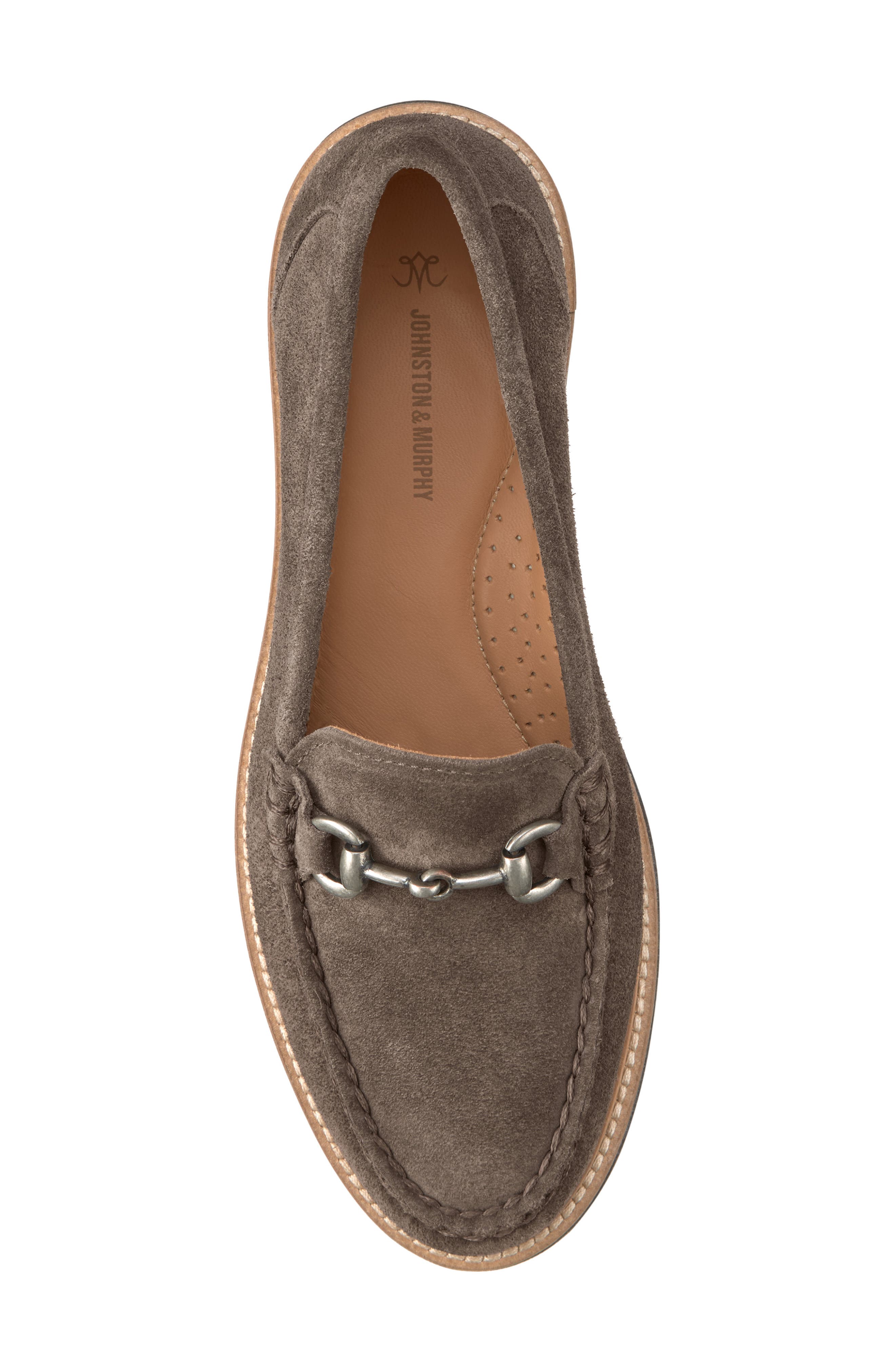 Johnston & Murphy Emmalynn Lug Sole Bit Loafer, Alternate, color, Dark Gray Suede