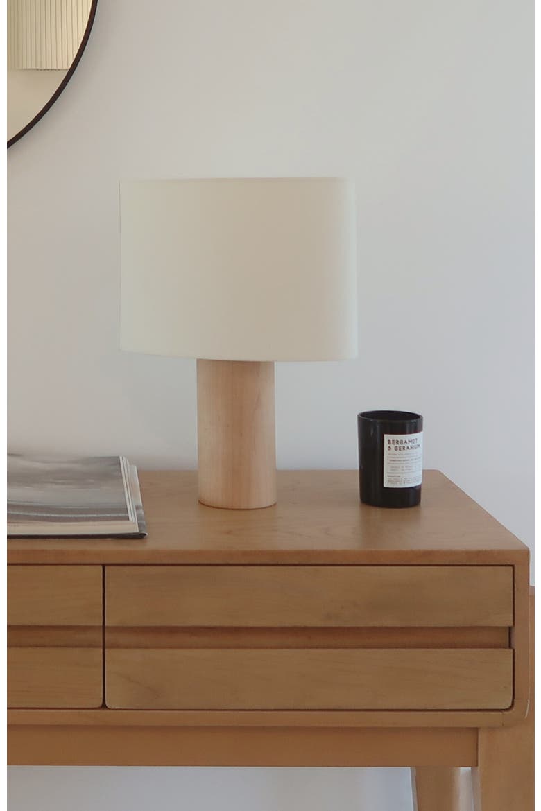 Mia 16" Midcentury LED Table Lamp With Natural Maple Wood Base, Alternate, color, Natural Wood