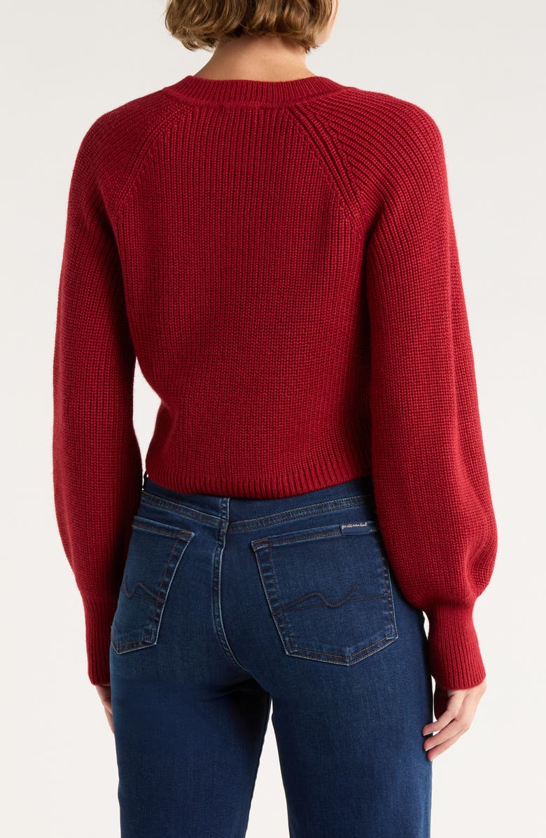 Cinq à Sept Keren Button Shoulder Sweater, Alternate, color, Bordeaux