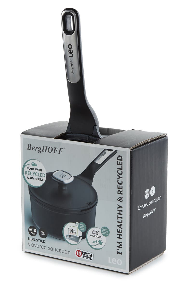 Leo Phantom 2.1-Quart Saucepan with Lid, Alternate, color, BLACK