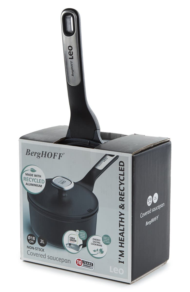 BergHOFF Leo Phantom 2.1-Quart Saucepan with Lid, Main, color, Black