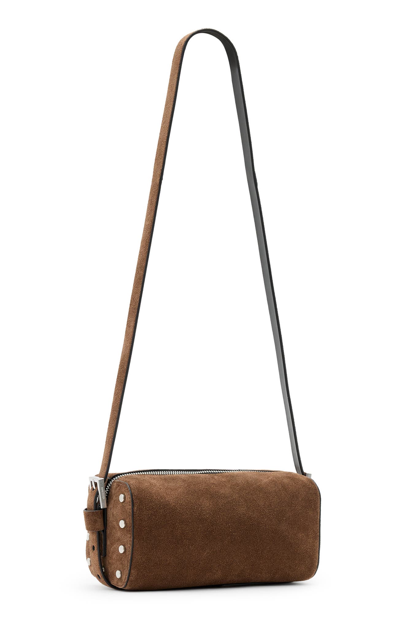 Miro Barrel Crossbody Bag, Alternate, color, CHESTNUT BROWN SUEDE