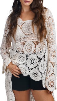 SAACHI Crocheted High-Low Cover-Up