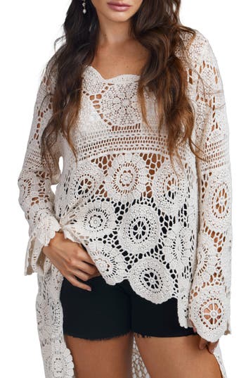 Saachi Crocheted High-low Cover-up In Ivory